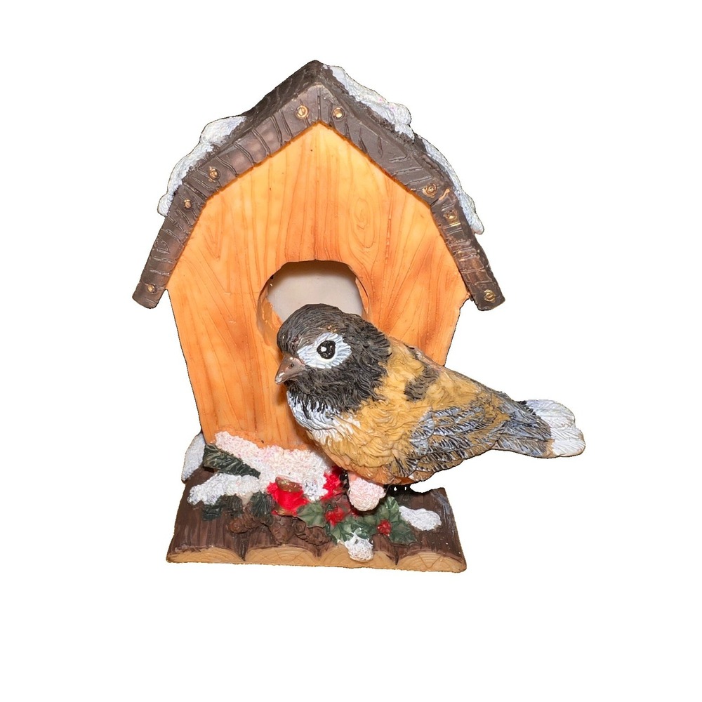 Snowy Birdhouse Figurine K's Collection Winter Bird Holiday Decor